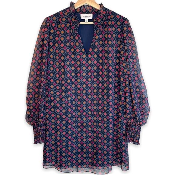 Highline Collective Geometric Print Ruffled Collar Dress - Picture 1 of 8